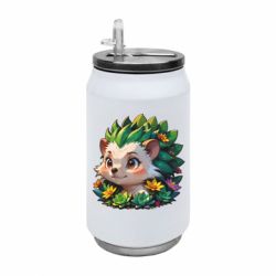 Термобанка 350ml Зеленый ёжик в суккулентах - FATLINE Термобанка 350ml Зеленый ёжик в суккулентах