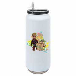 Термобанка 500ml Baby yoda and baby groot - FATLINE Термобанка 500ml Baby yoda and baby groot