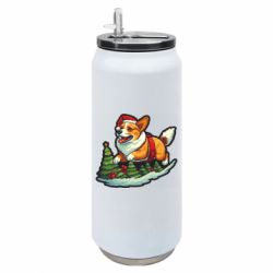 Термобанка 500ml Рождество. Счастливый корги - FATLINE Термобанка 500ml Рождество. Счастливый корги