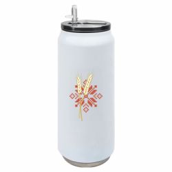 Термобанка 500ml Ростки пшеницы с вышивкой - FATLINE Термобанка 500ml Ростки пшеницы с вышивкой