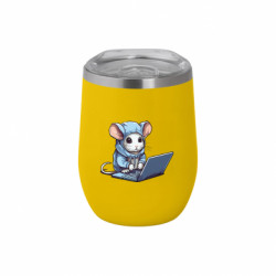 Термочашка негерметичная Soho Мышь в одежде за ноутбуком - FATLINE Термочашка негерметичная Soho Мышь в одежде за ноутбуком