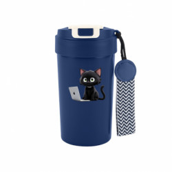 Термокружка Bruno Черный кот за ноутбуком - FATLINE Термокружка Bruno Черный кот за ноутбуком