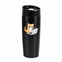 Термокружка Classic Руда кішка працює за ноутбуком - FATLINE Термокружка Classic Руда кішка працює за ноутбуком