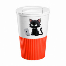 Термокружка негерметичная Eco Salta Черный кот за ноутбуком - FATLINE Термокружка негерметичная Eco Salta Черный кот за ноутбуком