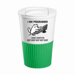 Термокружка негерметичная Eco Salta I are programmer. Кот программист - FATLINE Термокружка негерметичная Eco Salta I are programmer. Кот программист