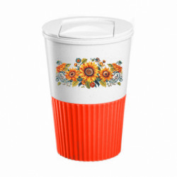 Термокружка негерметичная Eco Salta Имитация вышивки подсолнухи - FATLINE Термокружка негерметичная Eco Salta Имитация вышивки подсолнухи