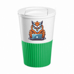 Термокружка негерметичная Eco Salta Сова за макбуком - FATLINE Термокружка негерметичная Eco Salta Сова за макбуком