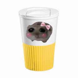 Термокружка негерметичная Eco Salta Печальный хомяк с бантиком мем - FATLINE Термокружка негерметичная Eco Salta Печальный хомяк с бантиком мем