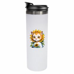 Термокружка кот подсолнух - FATLINE Термокружка кот подсолнух