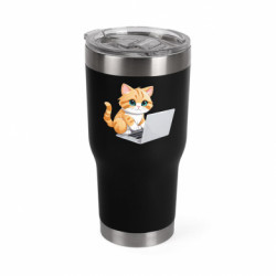 Термокружка негерметична Mono Руда кішка працює за ноутбуком - FATLINE Термокружка негерметична Mono Руда кішка працює за ноутбуком