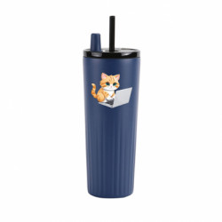 Термокружка Stella Руда кішка працює за ноутбуком - FATLINE Термокружка Stella Руда кішка працює за ноутбуком