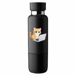 Термобутылка Viano Рыжая кошка работает за ноутбуком - FATLINE Термобутылка Viano Рыжая кошка работает за ноутбуком
