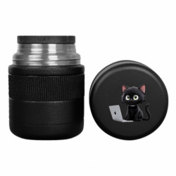 Термос для еды Черный кот за ноутбуком - FATLINE Термос для еды Черный кот за ноутбуком