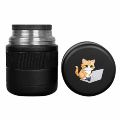 Термос для еды Рыжая кошка работает за ноутбуком - FATLINE Термос для еды Рыжая кошка работает за ноутбуком