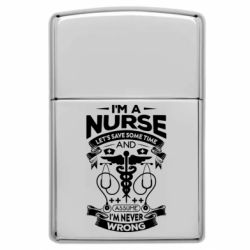 Зажигалка газовая в стиле Zippo Nurse I'm Never Wrong - FATLINE Зажигалка газовая в стиле Zippo Nurse I'm Never Wrong