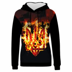 Жіноча 3D худі Вогняний герб України