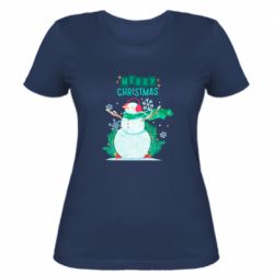 Женская футболка Merry Christmas, Веселых Праздников - Новогодний Снеговик - FATLINE Женская футболка Merry Christmas, Веселых Праздников - Новогодний Снеговик