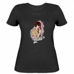 Женская футболка Osamu Dazai in flowers - FATLINE Женская футболка Osamu Dazai in flowers