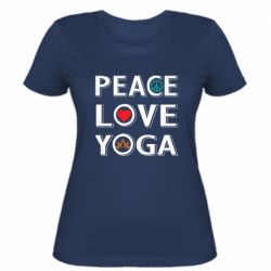 Женская футболка Peace love yoga - FATLINE Женская футболка Peace love yoga