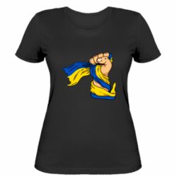 Жіноча футболка Рука з українським прапором - FATLINE Жіноча футболка Рука з українським прапором