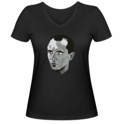 Женская футболка с V-образным вырезом Бандера Батько - FATLINE Женская футболка с V-образным вырезом Бандера Батько