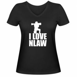 Женская футболка с V-образным вырезом I love nlaw