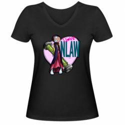 Женская футболка с V-образным вырезом Мотанка - I love NLAW