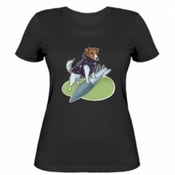 Женская футболка Собака Патрон на ракете - FATLINE Женская футболка Собака Патрон на ракете