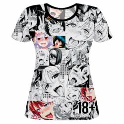 Жіноча 3D футболка Ахегао 18+ - FATLINE Жіноча 3D футболка Ахегао 18+