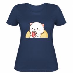 Женская футболка Белый котик с колой