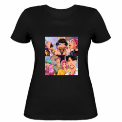 Женская футболка Huntrix girls with Saja Boys - FATLINE Женская футболка Huntrix girls with Saja Boys