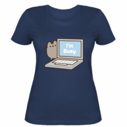 Женская футболка I'm busy Pusheen - FATLINE Женская футболка I'm busy Pusheen
