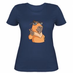 Женская футболка Капибара в очках - FATLINE Женская футболка Капибара в очках