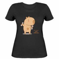 Женская футболка Капибара с гантелями - FATLINE Женская футболка Капибара с гантелями