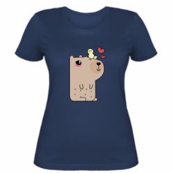 Женская футболка Капибара с цыпленком - FATLINE Женская футболка Капибара с цыпленком