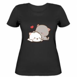 Жіноча футболка Кіт цулує кішку - FATLINE Жіноча футболка Кіт цулує кішку