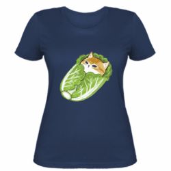 Женская футболка Кот в капусте - FATLINE Женская футболка Кот в капусте