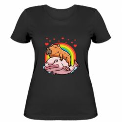 Жіноча футболка Копібара на рибі - FATLINE Жіноча футболка Копібара на рибі