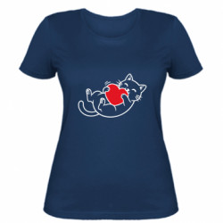 Жіноча футболка Кошеня грається сердечком