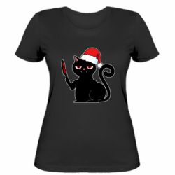 Жіноча футболка Merry Christmas Blood Cat - FATLINE Жіноча футболка Merry Christmas Blood Cat