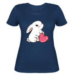 Жіноча футболка Милий зайчик з сердцем в лапах. День закоханих
