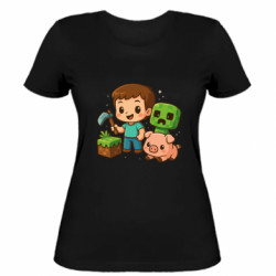 Женская футболка Minecraft game steve - FATLINE Женская футболка Minecraft game steve