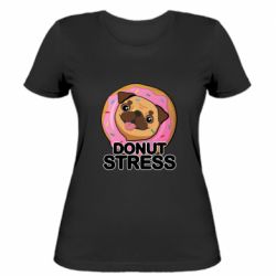 Женская футболка Мопс заедает стресс - FATLINE Женская футболка Мопс заедает стресс