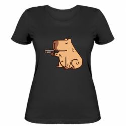 Женская футболка Опасная капибара - FATLINE Женская футболка Опасная капибара