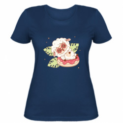 Женская футболка Овца пляжник на круге пончике - FATLINE Женская футболка Овца пляжник на круге пончике