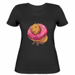 Женская футболка Пончик с капибарой - FATLINE Женская футболка Пончик с капибарой