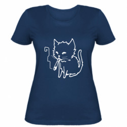 Женская футболка Smoking cat - FATLINE Женская футболка Smoking cat
