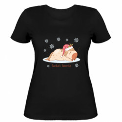 Жіноча футболка Сплячий Помічник Санти - FATLINE Жіноча футболка Сплячий Помічник Санти