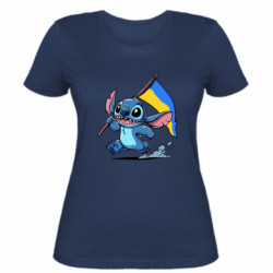 Женская футболка Стич с украинским флагом - FATLINE Женская футболка Стич с украинским флагом
