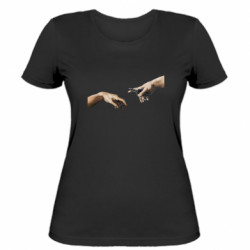 Женская футболка Сотворение Адама с Лимонкой - FATLINE Женская футболка Сотворение Адама с Лимонкой